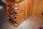 Warm and Golden Wood Cabinets in 1950 Spartanette Tandem Travel Trailer